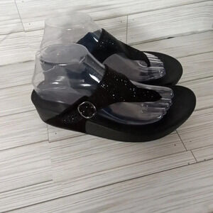 Comfort black sequence tong Sandals women's size 7/8